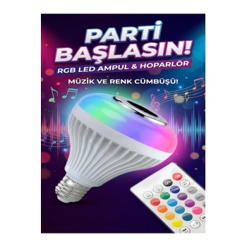 ® Yeni Ürün Bluetooth RGB LED Hoparlörlü Akıllı AmpulRenkli Müzikli Lamba ve Kumanda